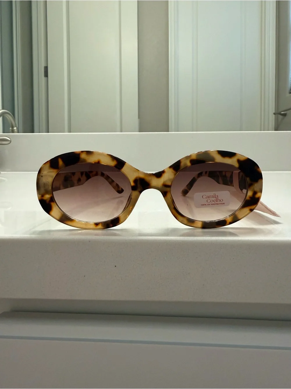 Camila Coelho Tortoiseshell Oval Sunglasses with Brown Gradient Lenses NWT
